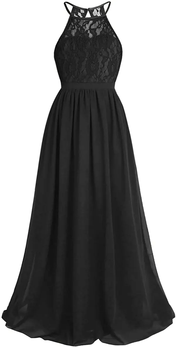 Black_Georgette_Lace_Work_Halter_Neck_Gown_For_Girls