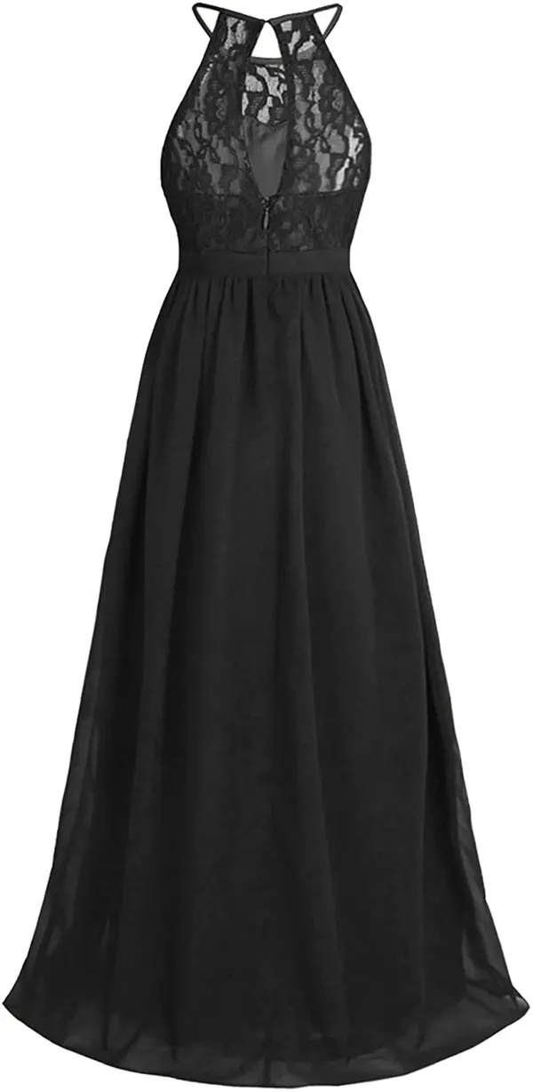 Black_Georgette_Lace_Work_Halter_Neck_Gown_For_Girls