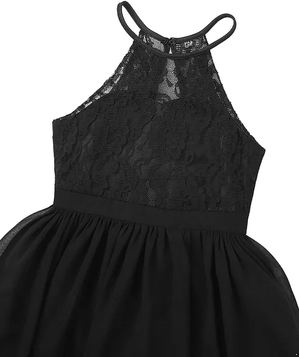 Black_Georgette_Lace_Work_Halter_Neck_Gown_For_Girls