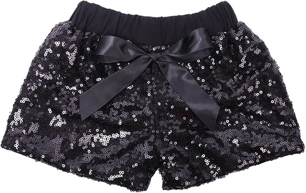 Black_Sequin_Bow_Detailed_Shorts_For_Girls