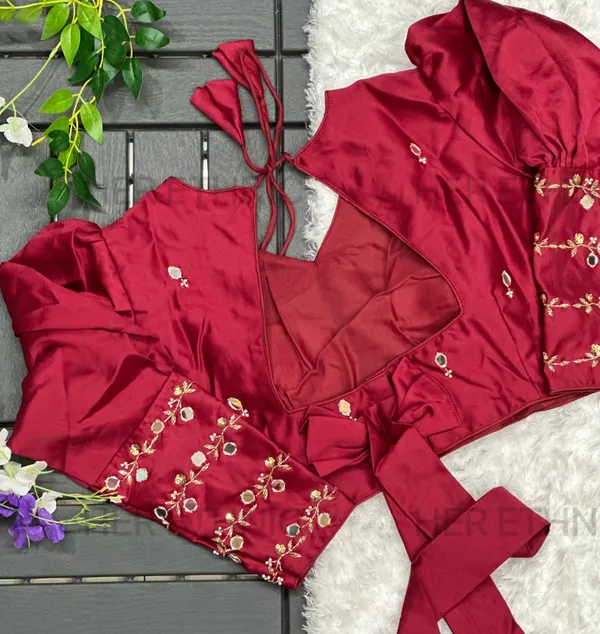 Maroon_Real_Mirror_And_Handwork_Blouse_With_Heavy_Bow_Style_Pattern_And_Beautiful_Tassels
