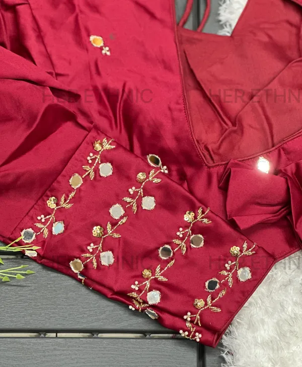 Maroon_Real_Mirror_And_Handwork_Blouse_With_Heavy_Bow_Style_Pattern_And_Beautiful_Tassels