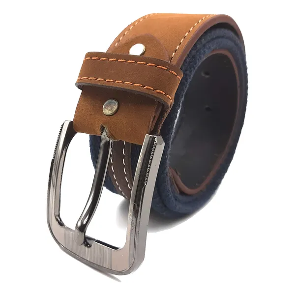 Exotique_Men's_Blue/Tan_Casual_Leather_Belt_(BM0103TN)