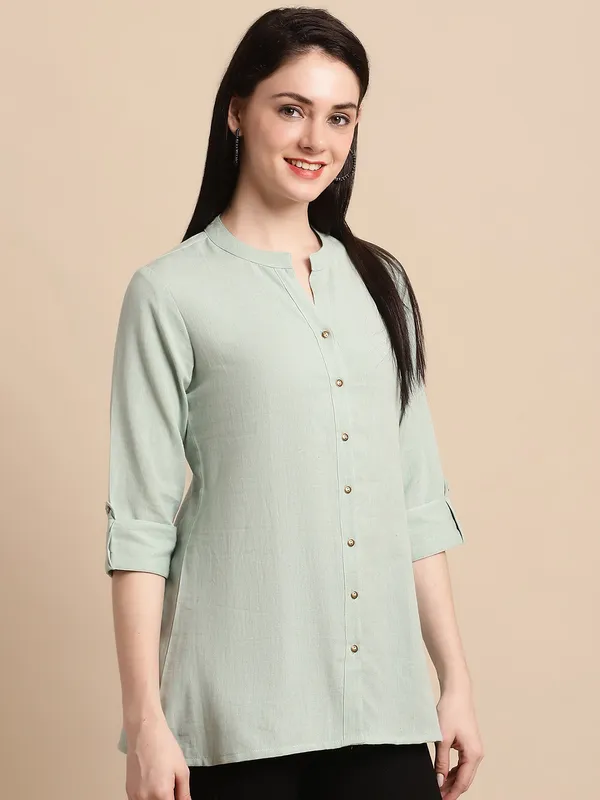 Green_Solid_Cotton_Top_Kurti