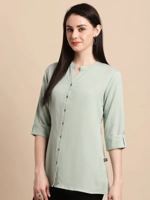 Green_Solid_Cotton_Top_Kurti
