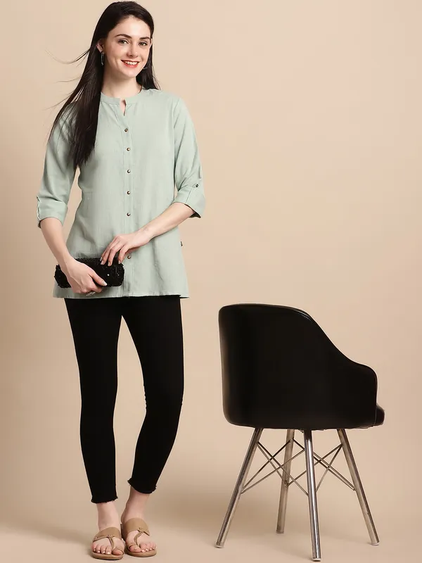 Green_Solid_Cotton_Top_Kurti