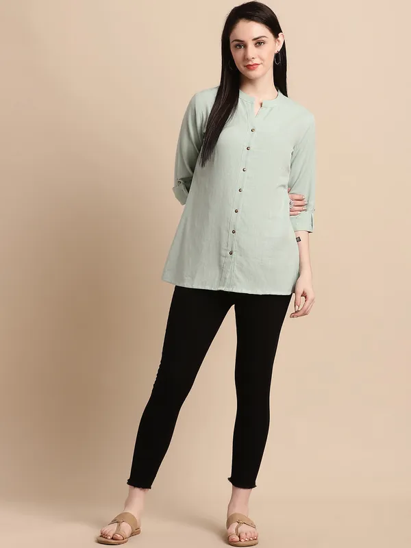 Green_Solid_Cotton_Top_Kurti