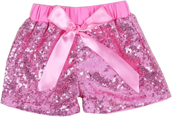 Baby_Pink_Sequin_Bow_Detailed_Shorts_For_Girls