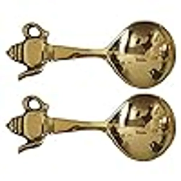 MAHARAJA-_BRASS__Spoon_with_Kettle_Shaped_Handle_for_Tea_Herbs_Spices_Auspicious_Puja_|Gift_|Home,_Office__Long_Made_of_Brass_with_Kettle_Shaped_Handle