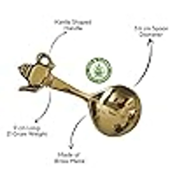 MAHARAJA-_BRASS__Spoon_with_Kettle_Shaped_Handle_for_Tea_Herbs_Spices_Auspicious_Puja_|Gift_|Home,_Office__Long_Made_of_Brass_with_Kettle_Shaped_Handle