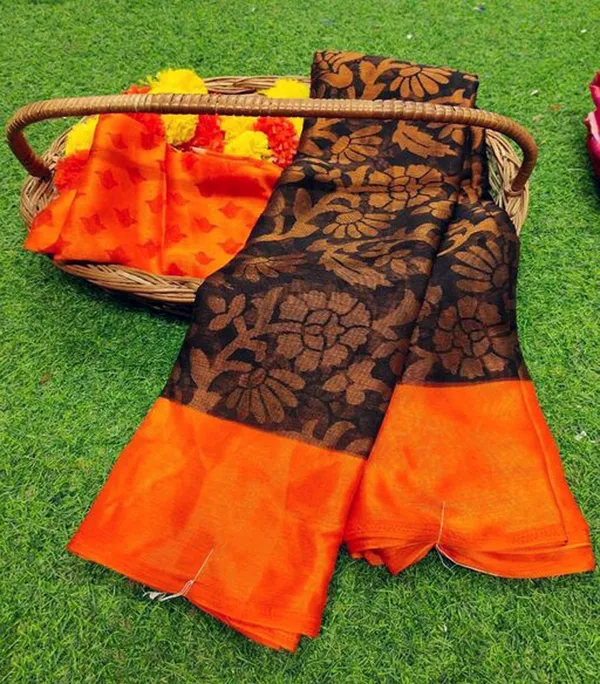Printed_Fashion_Brasso_Saree_(Orange)