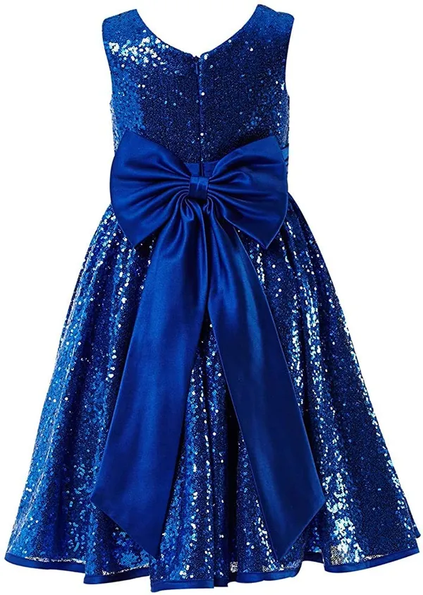 Royal_Blue_Sequined_Sequined_Round_Neck_Dress_For_Girls