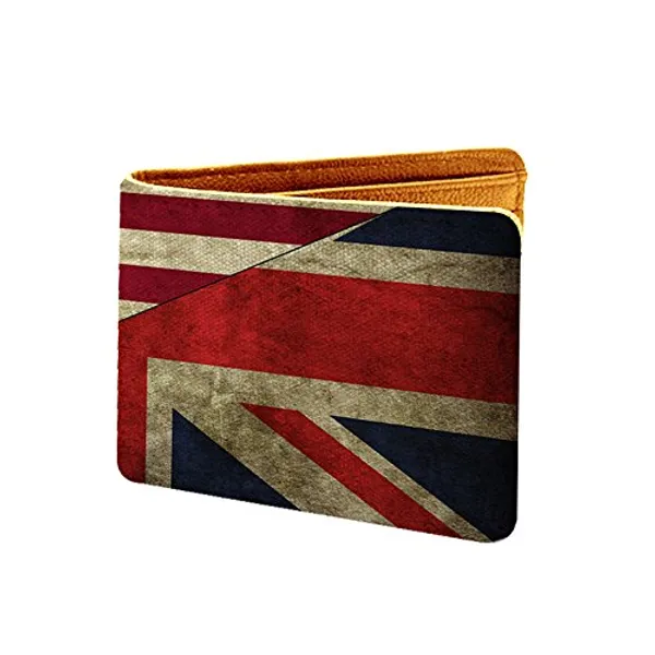 England_America_Flag_Printed_Canvas_Leather_Wallet_For_Men'S
