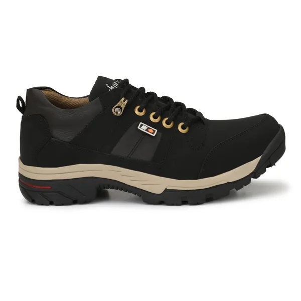 Black_Leatherette_And_Airmix_Lace_Ups_Boots_For_Men
