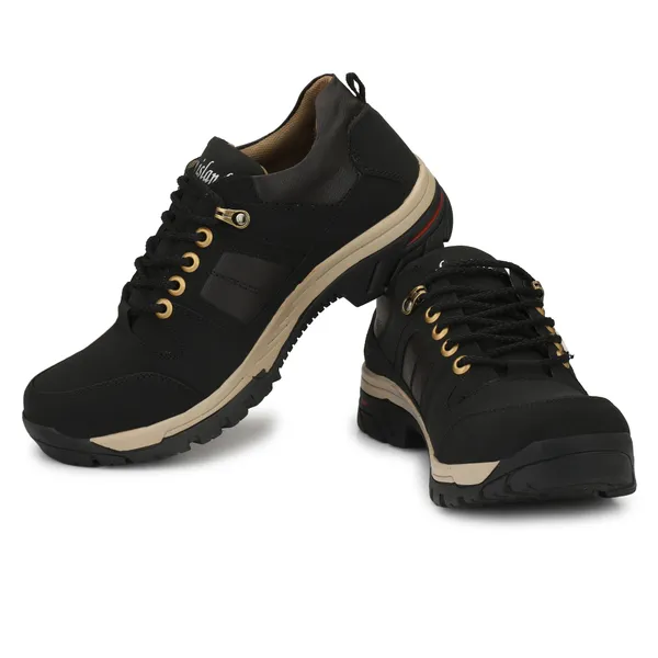 Black_Leatherette_And_Airmix_Lace_Ups_Boots_For_Men