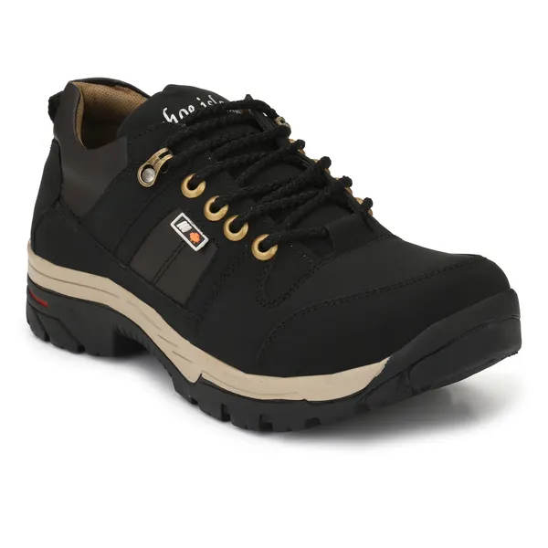 Black_Leatherette_And_Airmix_Lace_Ups_Boots_For_Men