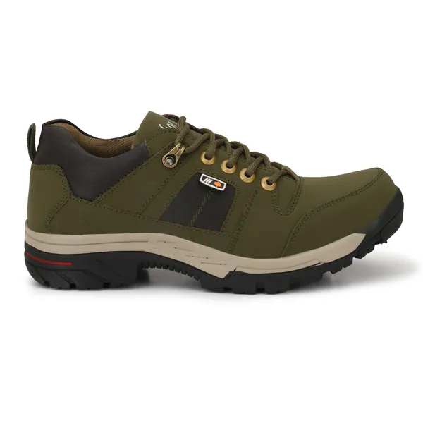 Dark_Green_Leatherette_And_Airmix_Lace_Ups_Boots_For_Men