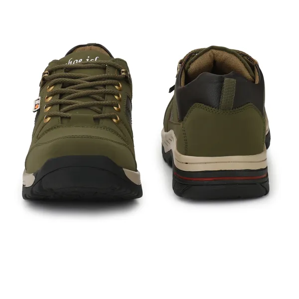 Dark_Green_Leatherette_And_Airmix_Lace_Ups_Boots_For_Men
