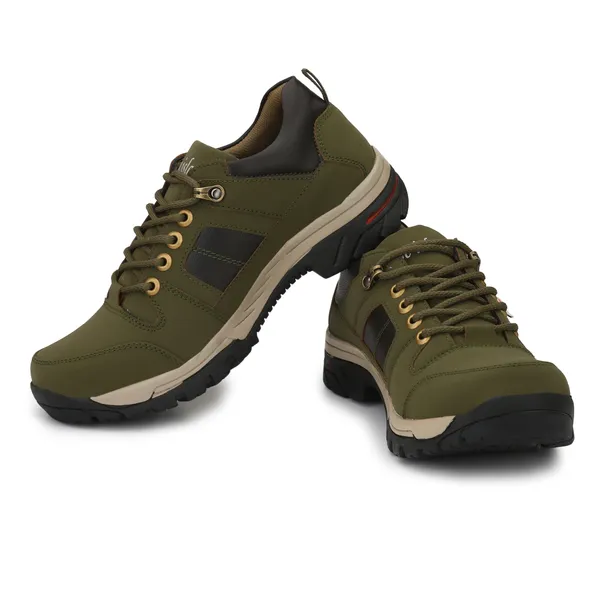 Dark_Green_Leatherette_And_Airmix_Lace_Ups_Boots_For_Men