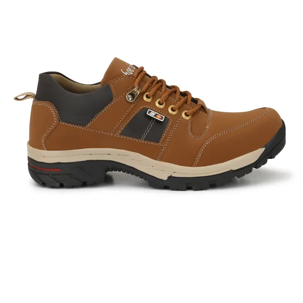 Tan_Brown_Leatherette_And_Airmix_Lace_Ups_Boots_For_Men
