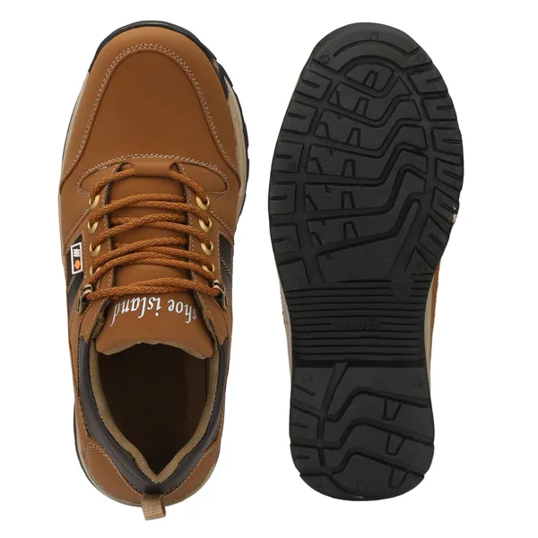 Tan_Brown_Leatherette_And_Airmix_Lace_Ups_Boots_For_Men