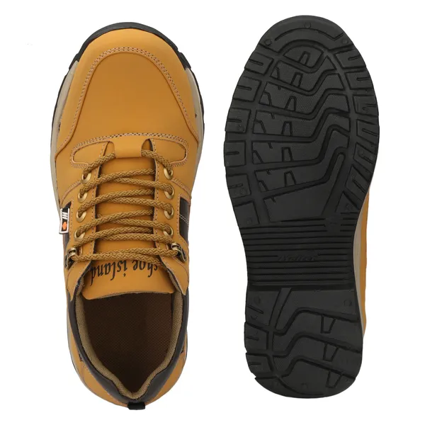 Beige_Leatherette_And_Airmix_Lace_Ups_Boots_For_Men