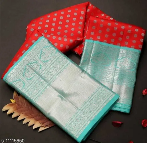 Red_Self_Design_Kanjivaram_Silk_Saree_with_Saree_Cover