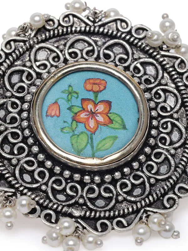 Oxidized_Silver-Plated_Handcrafted_Floral_Photo_Frame_Adjustable_Ring