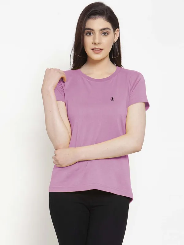 Pack_of_2_Red_&_Purple_Cotton_Round_Neck_Short_Sleeves_T-Shirt_For_Women