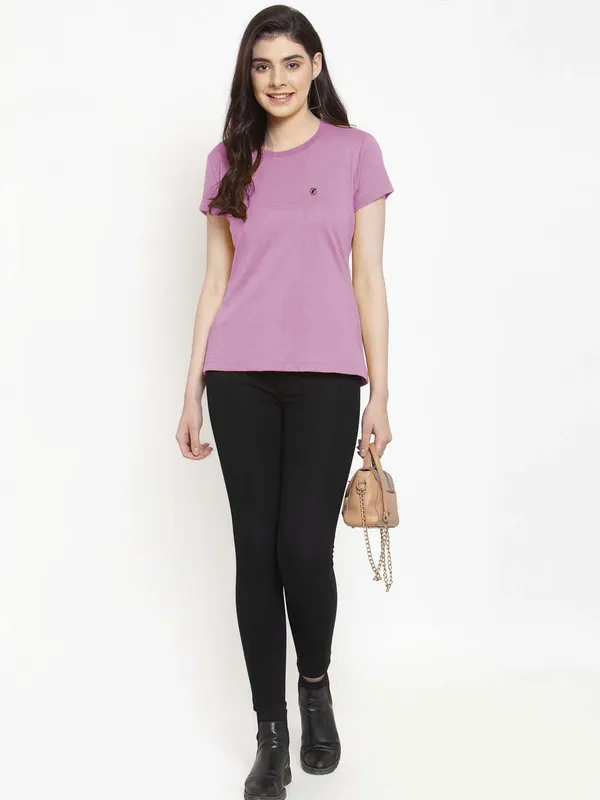 Pack_of_2_Red_&_Purple_Cotton_Round_Neck_Short_Sleeves_T-Shirt_For_Women