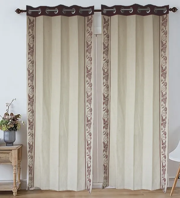 Pack_of_2_Cotton_Beige_Maroon_blossom_bale_Collection_Curtain_Set_for_Window_and_Door