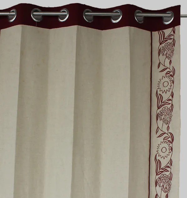 Pack_of_2_Cotton_Beige_Maroon_blossom_bale_Collection_Curtain_Set_for_Window_and_Door