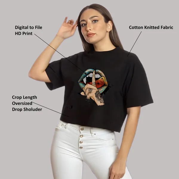 Black_Stylish_Printed_Crop_Oversized_T-Shirt_For_Women