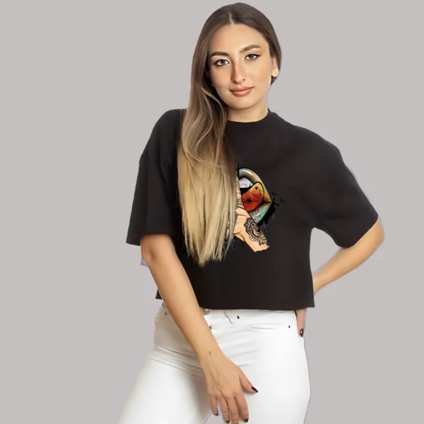 Black_Stylish_Printed_Crop_Oversized_T-Shirt_For_Women