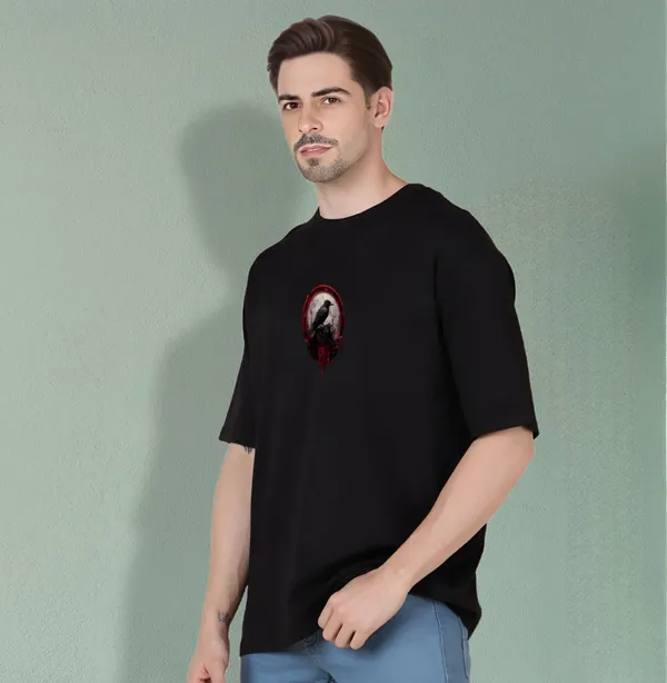 Black_Oversized_Printed_Half_Sleeve_Cotton_T-Shirt_For_Men