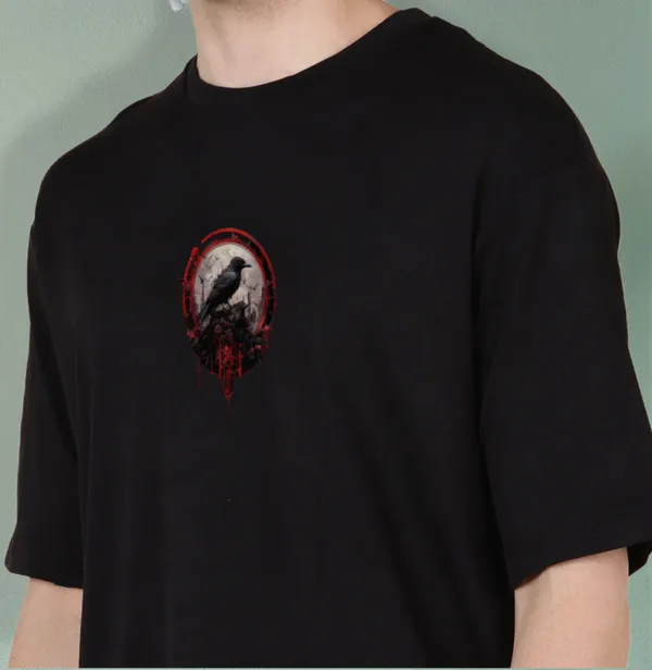 Black_Oversized_Printed_Half_Sleeve_Cotton_T-Shirt_For_Men