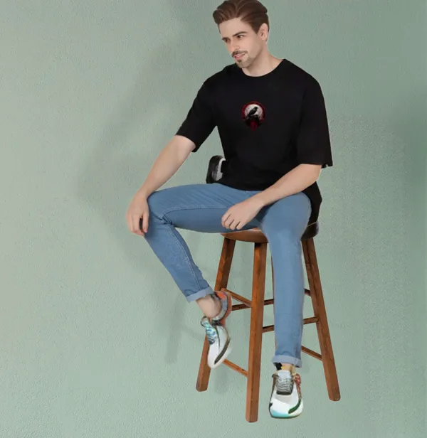 Black_Oversized_Printed_Half_Sleeve_Cotton_T-Shirt_For_Men