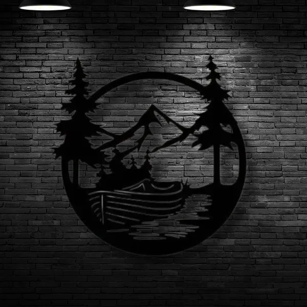 Wooden_Wall_Art_for_Home_Decoration__|_Drift_Boat_Mountain__|_Black