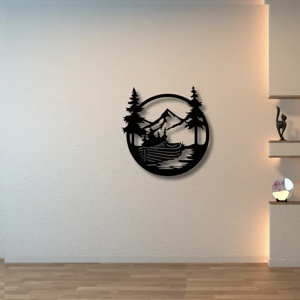 Wooden_Wall_Art_for_Home_Decoration__|_Drift_Boat_Mountain__|_Black