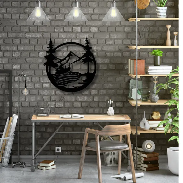 Wooden_Wall_Art_for_Home_Decoration__|_Drift_Boat_Mountain__|_Black