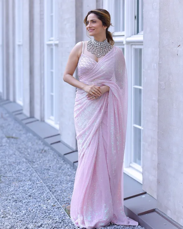 Trendy_Designer_Peach_Georgette_Saree