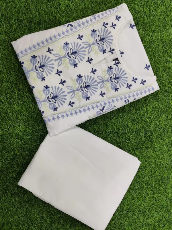 White_Pure_Cotton_Embroidered_Kurta_and_Pant_Set