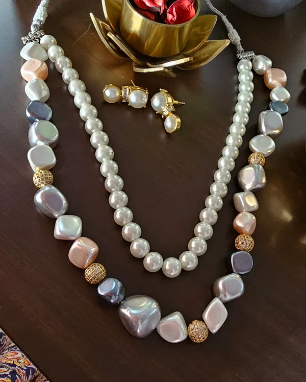 Binni s Wardrobe Beautiful mother pearl necklace set Price in India Buy Binni s Wardrobe Beautiful mother pearl necklace set online at undefined