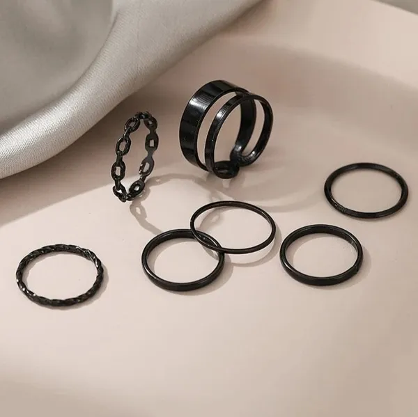 Beautifull_Cross_Ring_Set_of_7_Black_For_Women_And_Girls