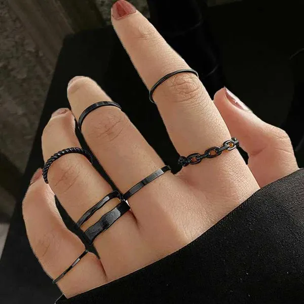 Beautifull_Cross_Ring_Set_of_7_Black_For_Women_And_Girls