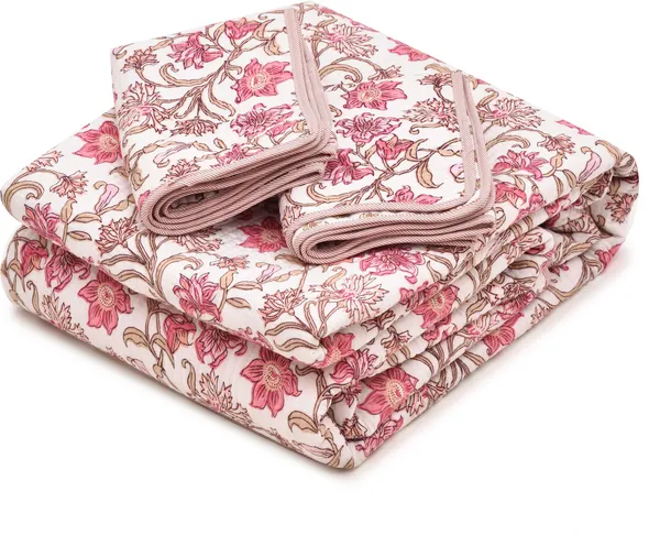 Pink_&_White_Super_Soft_Microfiber_Reversible_Quilt_Bed_Cover