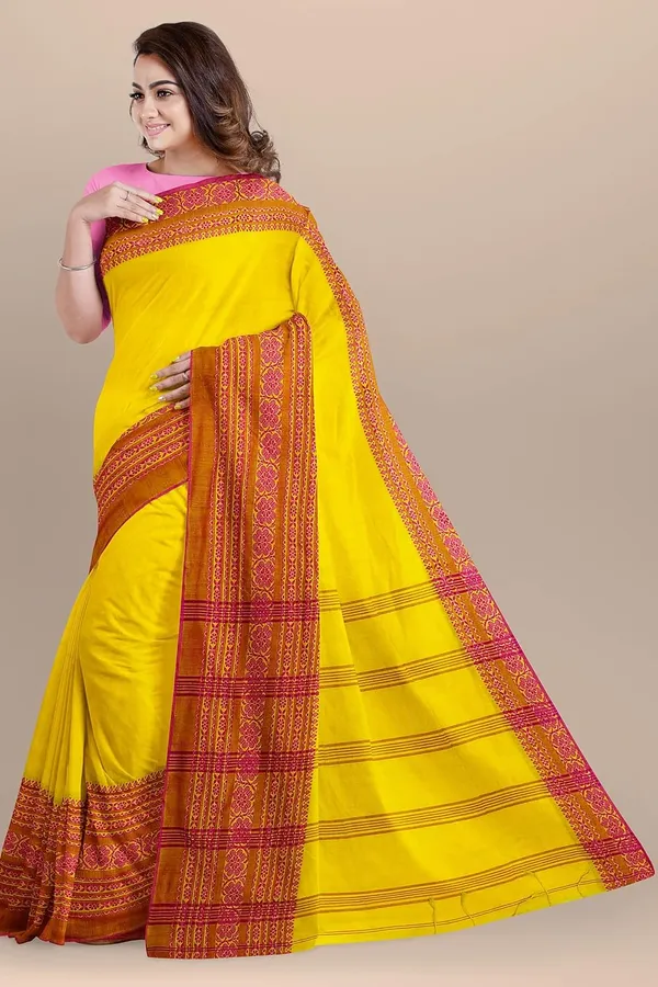 Yellow_Begampur_Handloom_Designer_Cotton_Saree