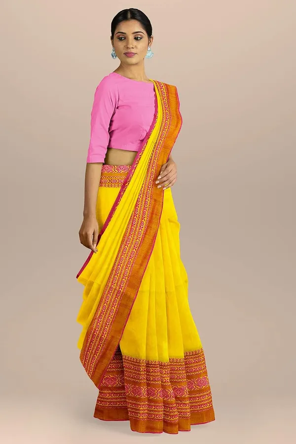 Yellow_Begampur_Handloom_Designer_Cotton_Saree