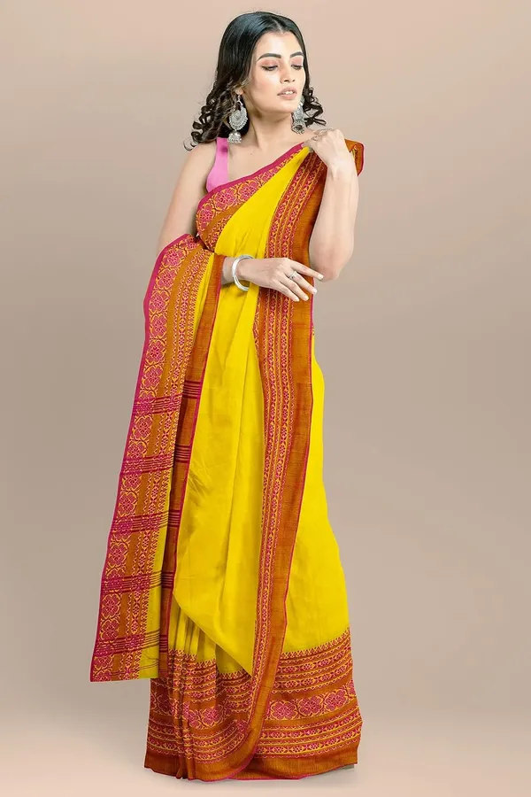 Yellow_Begampur_Handloom_Designer_Cotton_Saree