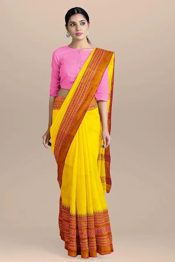 Yellow_Begampur_Handloom_Designer_Cotton_Saree